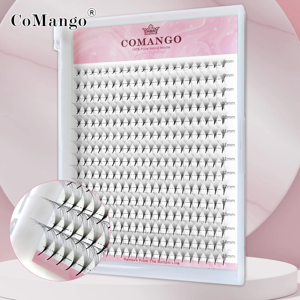 CoMango Wispy Pointy Base Premade Russian  Fans 3D 6D 10D 12D 14D 16D Lashes Extension 300 Fans False Mink Eyelashes