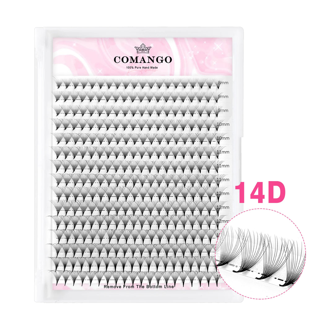 CoMango Wispy Pointy Base Premade Russian  Fans 3D 6D 10D 12D 14D 16D Lashes Extension 300 Fans False Mink Eyelashes