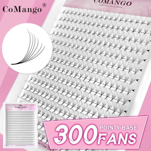 CoMango Wispy Pointy Base Premade Russian  Fans 3D 6D 10D 12D 14D 16D Lashes Extension 300 Fans False Mink Eyelashes