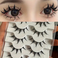 5 Pairs of Anime-Style False Eyelashes, Dramatic Demon-Style Cartoon False Eyelashes D-Curve, Reusable